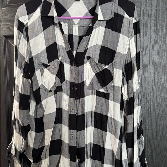 Rock & Republic Tops - Rock & Republic Monochrome Checkered Button Down Shirt